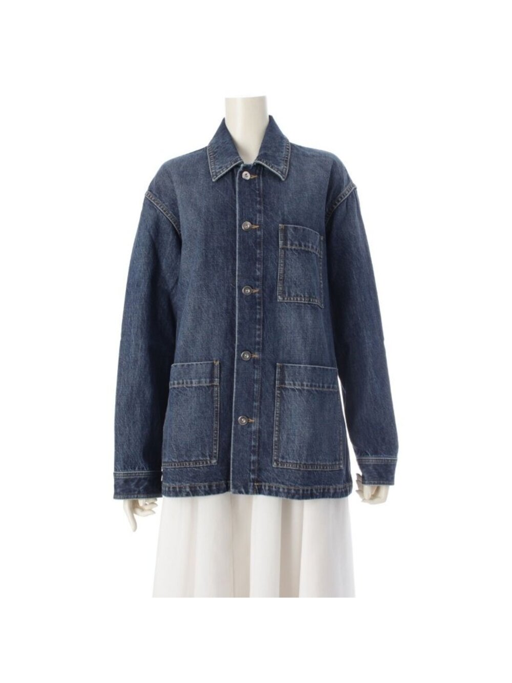 Bottega Veneta Cotton Wash Patch Pocket Denim Jacket Mid Blue 38